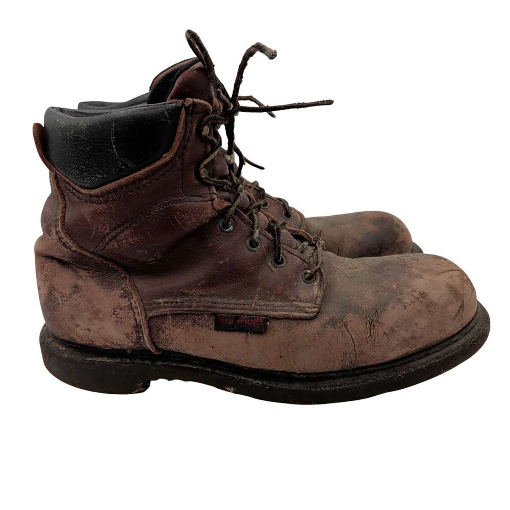 Red Wing 606 Mens 10.5 EE Brown Leather Work‎ Boots Made in USA EH Soft Toe Wide